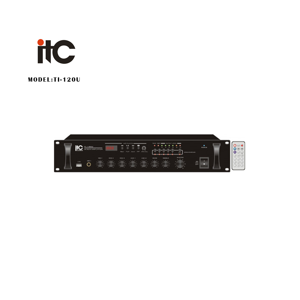 ITC - TI-120U, Amplificateur mélangeur USB / EQ, 3 entrées micro 120W