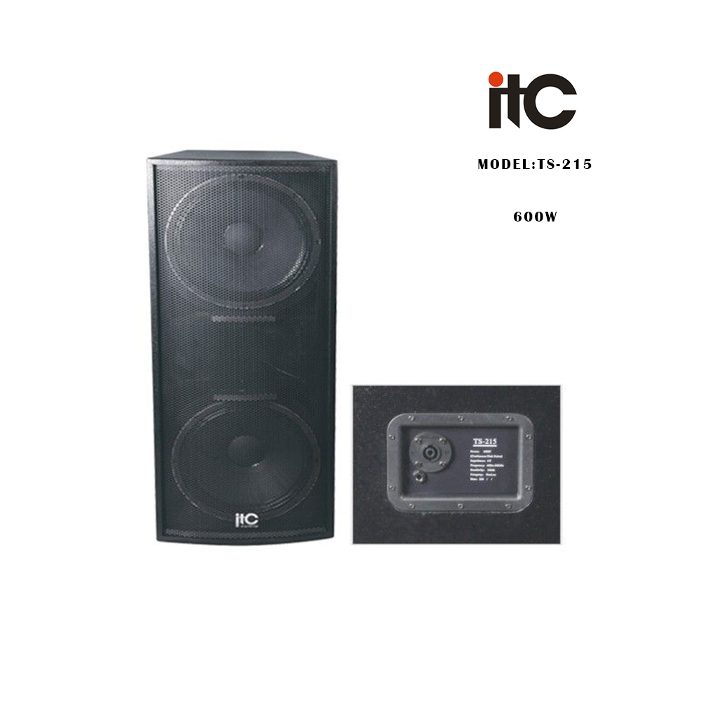 ITC - TS-215, Haut-parleur professionnel 2 voies 600W RMS Boîtier passif 2 voies 4 Ohm, 2x15 "