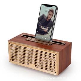 XM 5C BT speaker rétro 5W - Texture bois - Avec support de téléphone